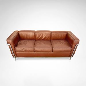 Early production LC2 leather 3-seater sofa by Le Corbusier et al Cassina 1970s