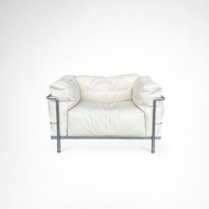 LC3 down cushions leather armchair by Le Corbusier et al for Cassina 1990s