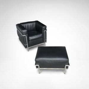 LC2 armchair and ottoman by Le Corbusier et al. for Cassina 1990s