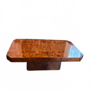 Burl wood coffee table with bar by Maison Lancel France 1980s