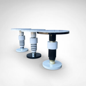 hand crafted side table of ceramic and marble in memphis style by Casalto 2020, set of 3