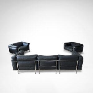 LC3 down cushions extra leather leather living room set by Le Corbusier et al for Cassina 2009, set of 3