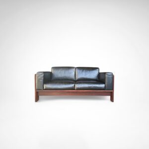 Bastiano 2-seater rosewood and leather sofa by Afra & Tobia Scarpa for Knoll International 1980s