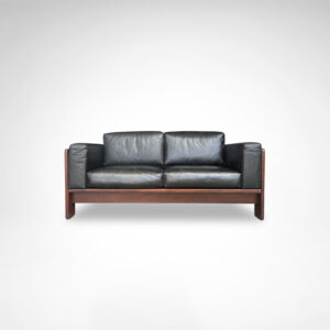 Bastiano 2-seater rosewood and leather sofa by Afra & Tobia Scarpa for Knoll International 1980s