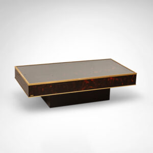 Coffee - and side tables in burl wood and plexiglass by Eric Maville for Jean-Claude Mahey France 1980s, set of 3
