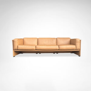 Duc camel leather 3-seater sofa by Mario Bellini for Cassina 1990s
