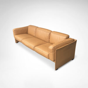 Duc camel leather 3-seater sofa by Mario Bellini for Cassina 1990s