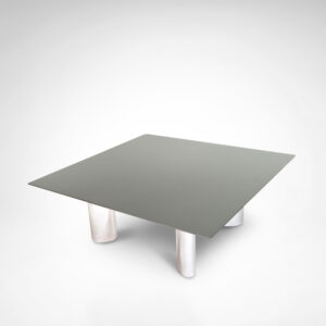 Star Galaxy granite and brushed metal postmodern coffee table by Draenert Germany 1980s