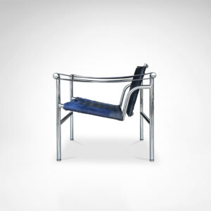 LC1 blue and black ponyskin armchair by Le Corbusier et al for Cassina 1990s