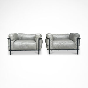 LC3 down cushions X scozia leather armchairs by Le Corbusier et al for Cassina NEW, set of 2